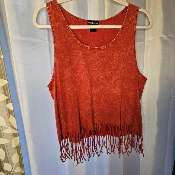 WET SEAL Women's Taffy Red Knit Tie-dye 70's Style Tank - XL - Picture 2 of 7